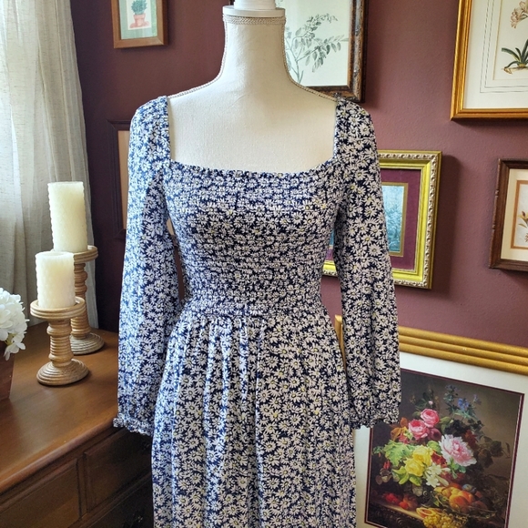 J. CREW XXS floral cottagecore blue and yellow dress Re-imagined - Picture 3 of 15